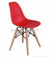 modern design plastic covered dining chair wooden legs 1