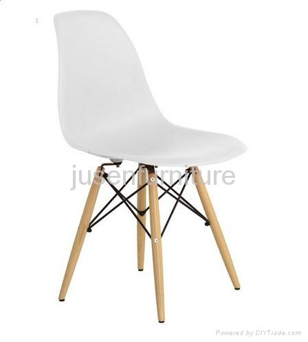 modern design plastic covered dining chair wooden legs 2