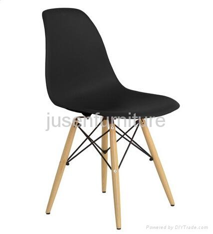 modern design plastic covered dining chair wooden legs 3