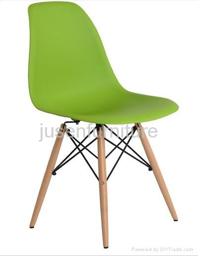 modern design plastic covered dining chair wooden legs 4