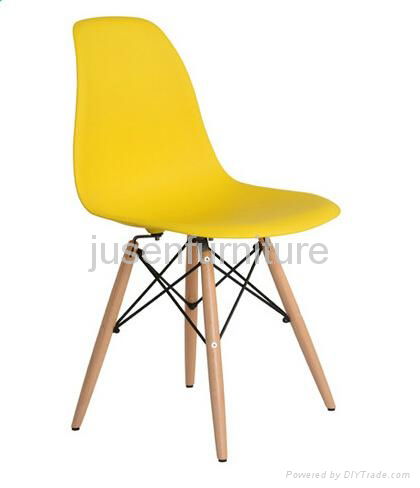 modern design plastic covered dining chair wooden legs 5