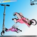Aluminum material patent kids twin tail scooter