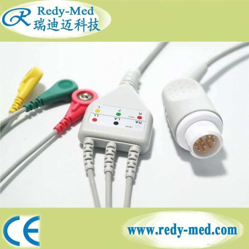 Compatible with philips 3 leads one-piece ECG cable 3