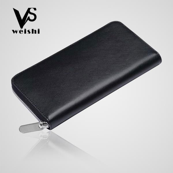 100%genuine leather hasp %zipper long men’s wallet casual checkbook holder 