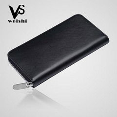 100%genuine leather hasp %zipper long men’s wallet casual checkbook holder