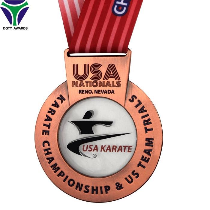 USA regional feature karate sports awards metal jiu-jitsu medals with acrylic