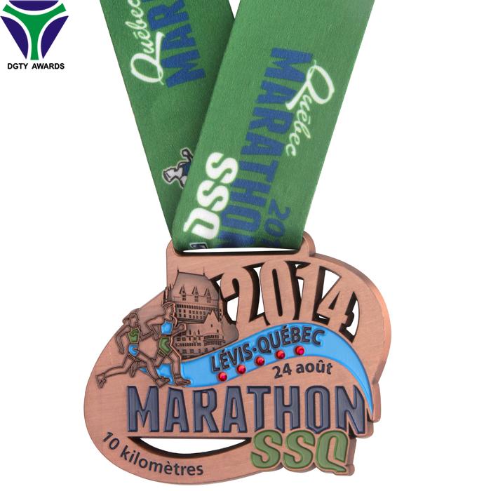 Professional factory price custom zinc alloy metal marathon medal with ribbon