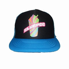 100% polyester silk printed logo mesh cap 