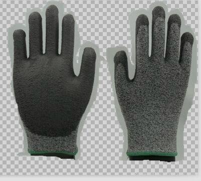 HHPE anti cutting gloves (Level 3) Dyneema with coating PU on the palm  2