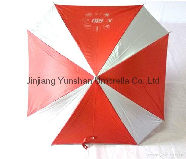 YS-1030Square Solid Silver Parasol Straight Umbrella 2