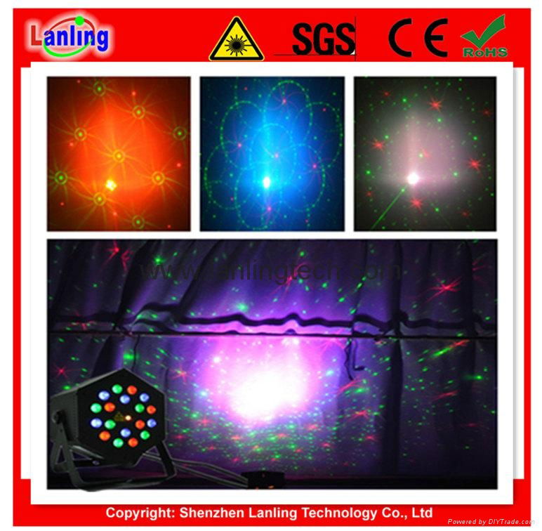 18W RGB Aluminum Indoor LED Par+150mW RG 12Gobos Twinkling Laser 