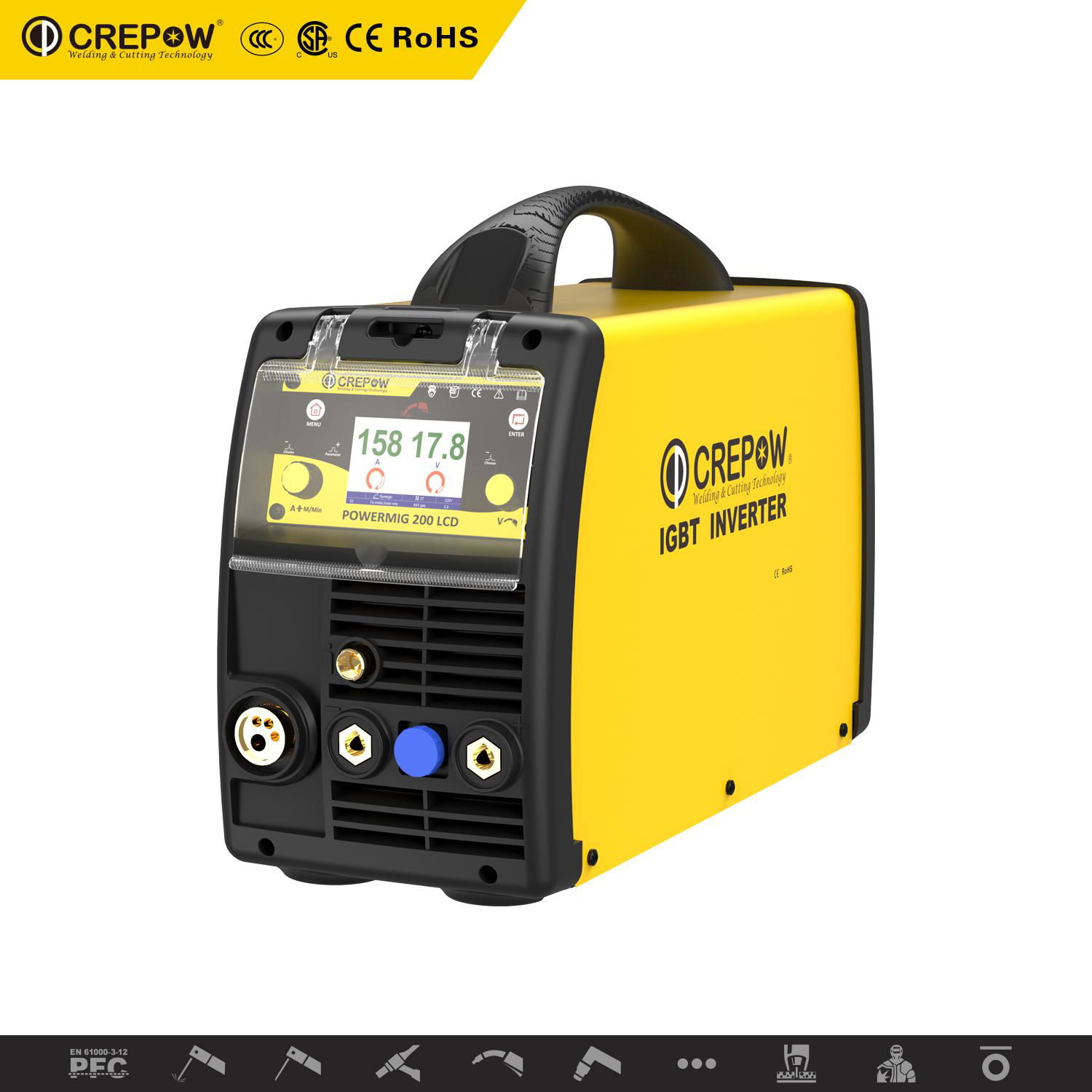 Crepow POWERMIG200LCD Inverter Multi Function MIG/STICK/ TIG with LCD 3