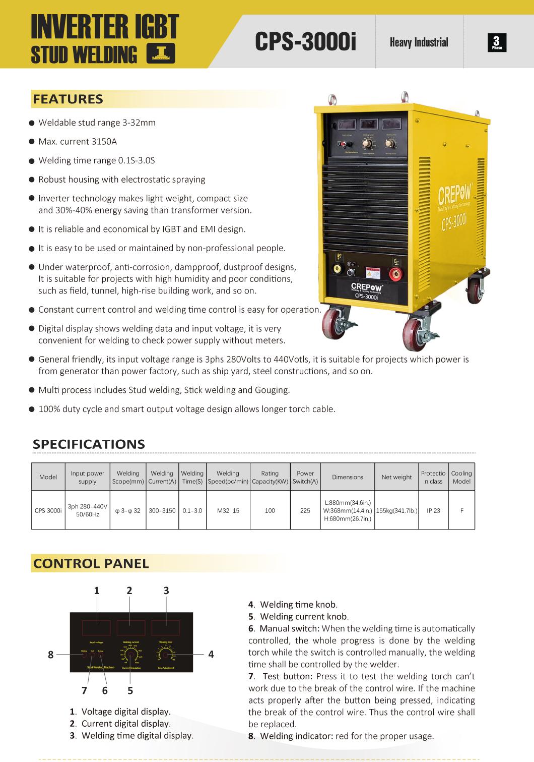 Crepow CPS3000i Shear Stud welding machine 5