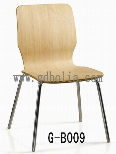 不锈钢弯曲木餐椅 4