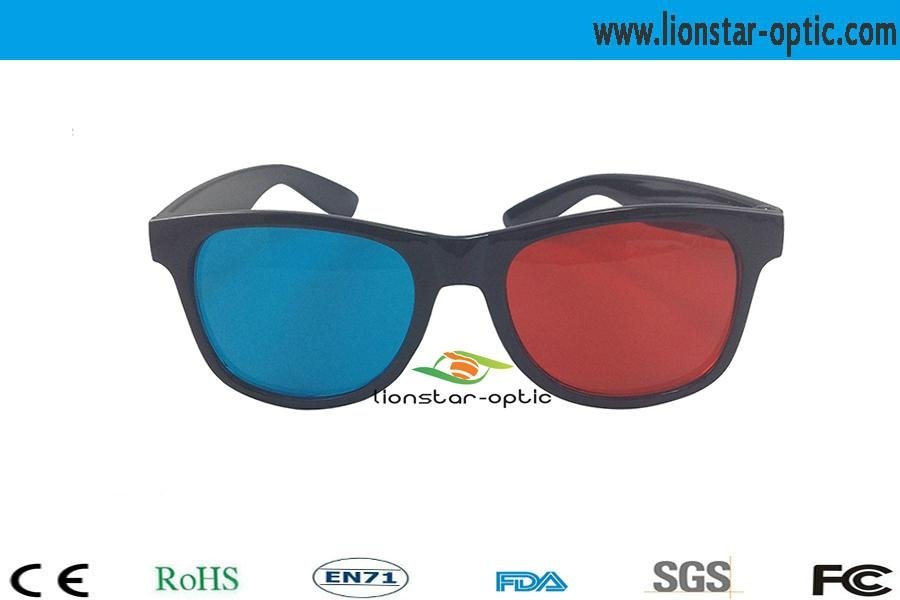 White Frame Plastic Anaglyph 3D Glasses with Thickness Red Cyan Lense