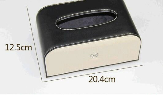 Leather automotive tissue box with car brand logo 2