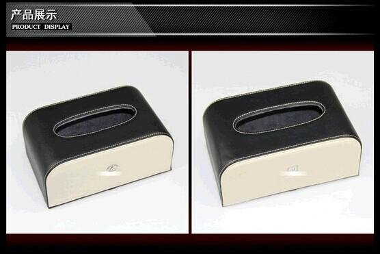Leather automotive tissue box with car brand logo 3