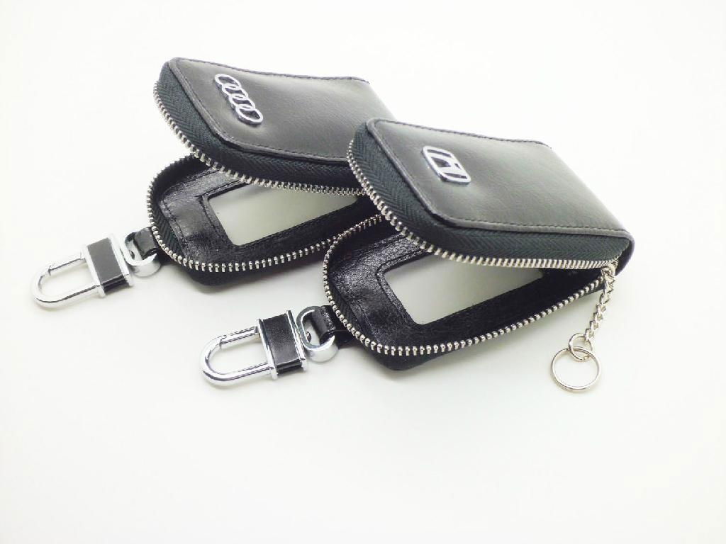 Embossing leather car key case 4