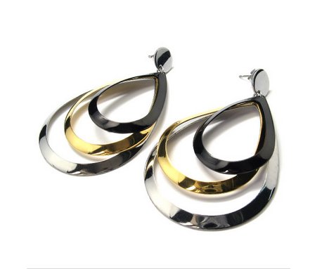 Three Circles 316 Stainless Steel Earrings in Three Gold Finishes