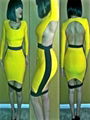 2014 New Arrival Sexy Yellow Hollow Out Bodycon Maxi Dress  1