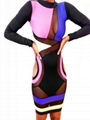 Mix Colors Long Sleeves Bandage Adult Bodycon Dress