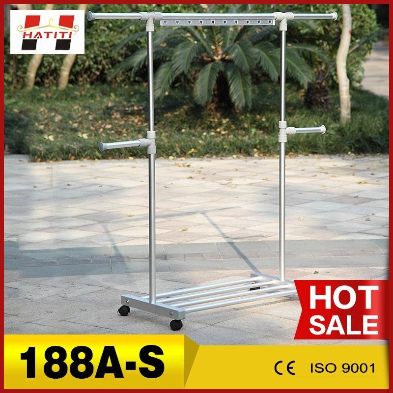 aluminum alloy unfading garment hanging rack for cloth dryer with sliding wheels 5