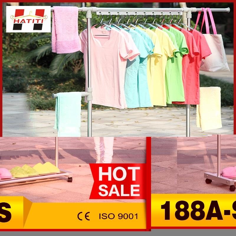 aluminum alloy unfading garment hanging rack for cloth dryer with sliding wheels 3