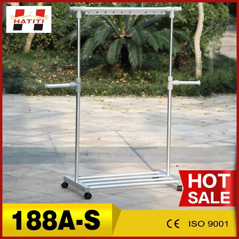 aluminum alloy unfading garment hanging rack for cloth dryer with sliding wheels