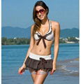 Wholesale 3 Pieces Floral White&Black Bandeau Push-Up Polka Dot Bikini SWS503