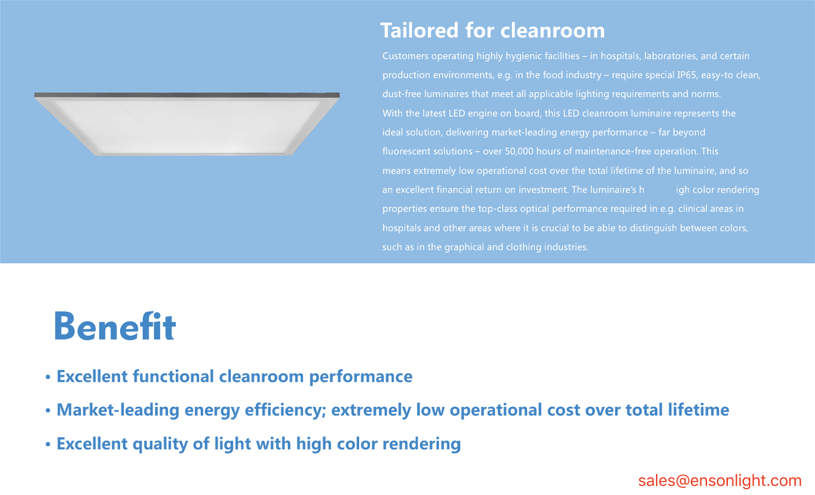 IP66 Cleanroom led panel light