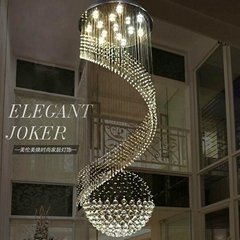 Modern Lustre Large Decorative Fashion and Large Long Crystal Stair LED Pendant 