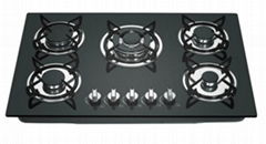 5 burners tempered glass gas stove home appliance