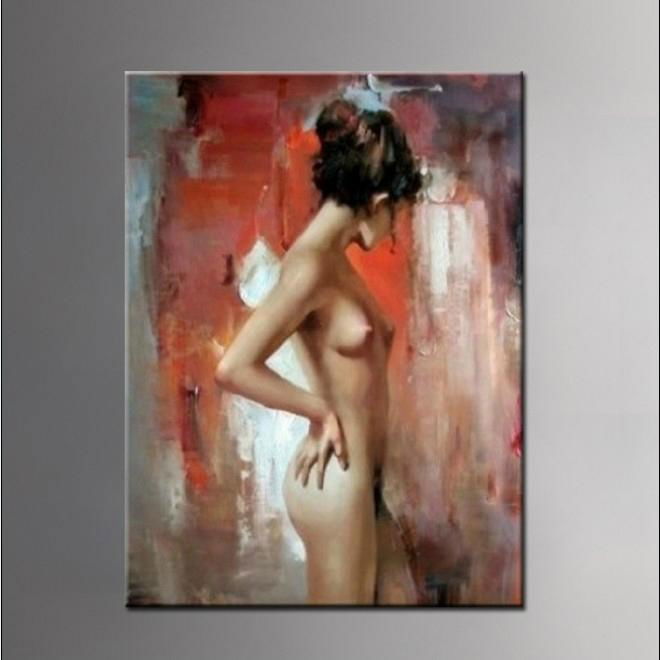 Abstract oil painting on canvas direct from canvas nude girl