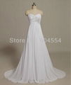 2014 Hot New Stock US Size 2~20 White Chiffon  Applique Beading Wedding Dresses  4