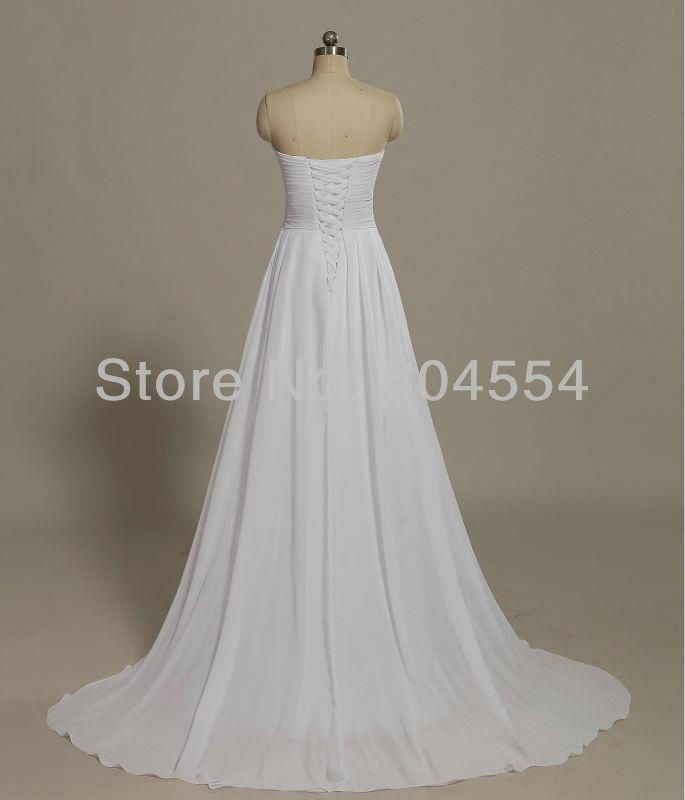 2014 Hot New Stock US Size 2~20 White Chiffon  Applique Beading Wedding Dresses  5