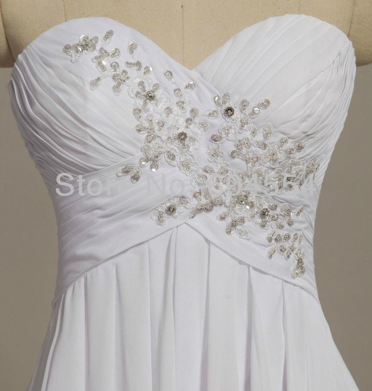 2014 Hot New Stock US Size 2~20 White Chiffon  Applique Beading Wedding Dresses  3