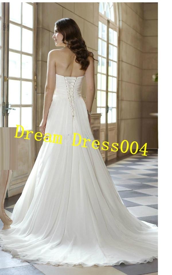 2014 Hot New Stock US Size 2~20 White Chiffon  Applique Beading Wedding Dresses  2