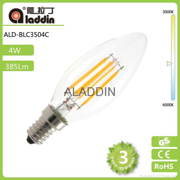 led filament candle bulb 4W  light e14 /e12 base with ERP