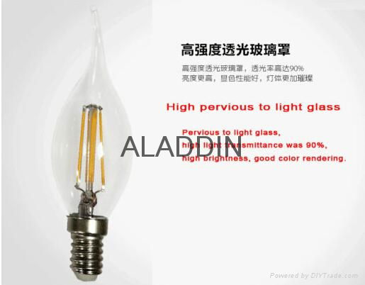 led filament candle bulb with tail in RC driver 3.6w 220lm 3
