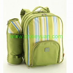 600D polyester outdoor picnic bag lunch backpack with bottle bag