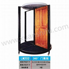 wood door display stand in trade show in stores LM202