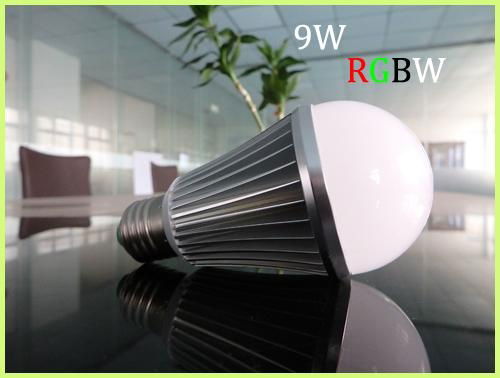 9W Aluminum Body RGBW E27 LED Bulb Light With 2.4G RF Remote Control