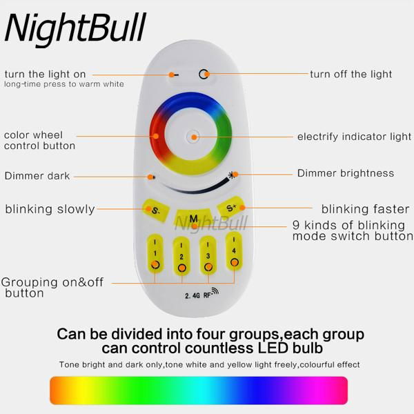 9W Aluminum Body RGBW E27 LED Bulb Light With 2.4G RF Remote Control 2