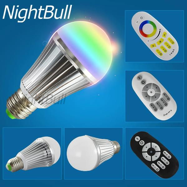 9W Aluminum Body RGBW E27 LED Bulb Light With 2.4G RF Remote Control 3