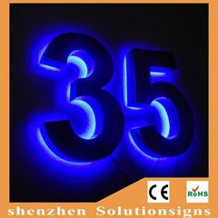 Outdoor/indoor backlit led house number sign