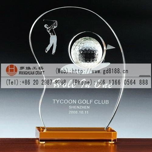 customize China crystal golf trophies 2