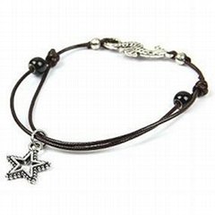 Cheap New Hand-woven Star And Ball Shape Alloy Rope Resin Bracelet with Adjustab
