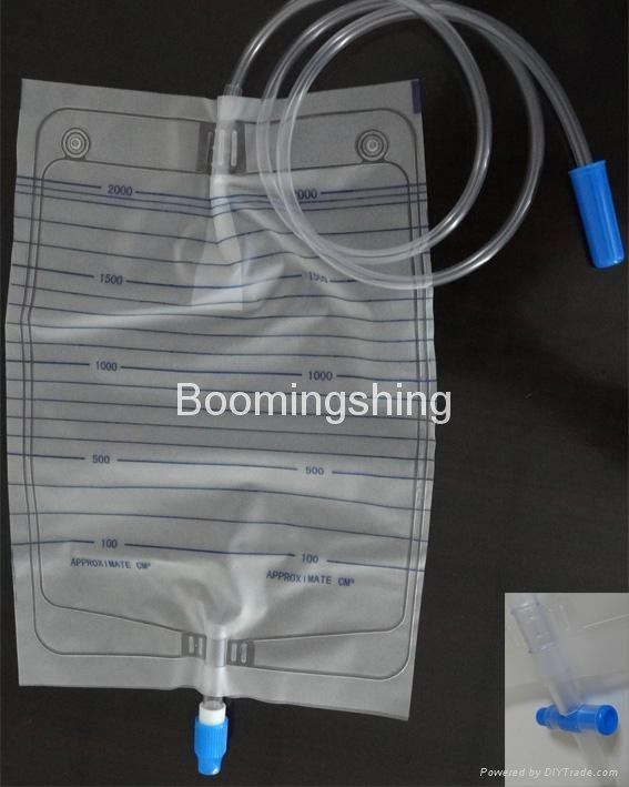 2000ml PVC Medical Plastic Sterile Disposable Urine Bag with Screw/T valve CE&IS