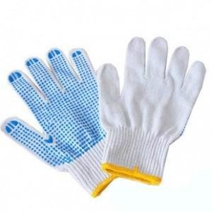 white cotton glove,work glove,safety glove,pvc dots glove/guantes de algodon, gu