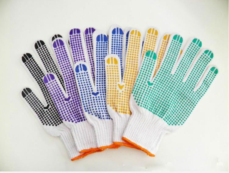 white cotton glove,work glove,safety glove,pvc dots glove/guantes de algodon, gu 4